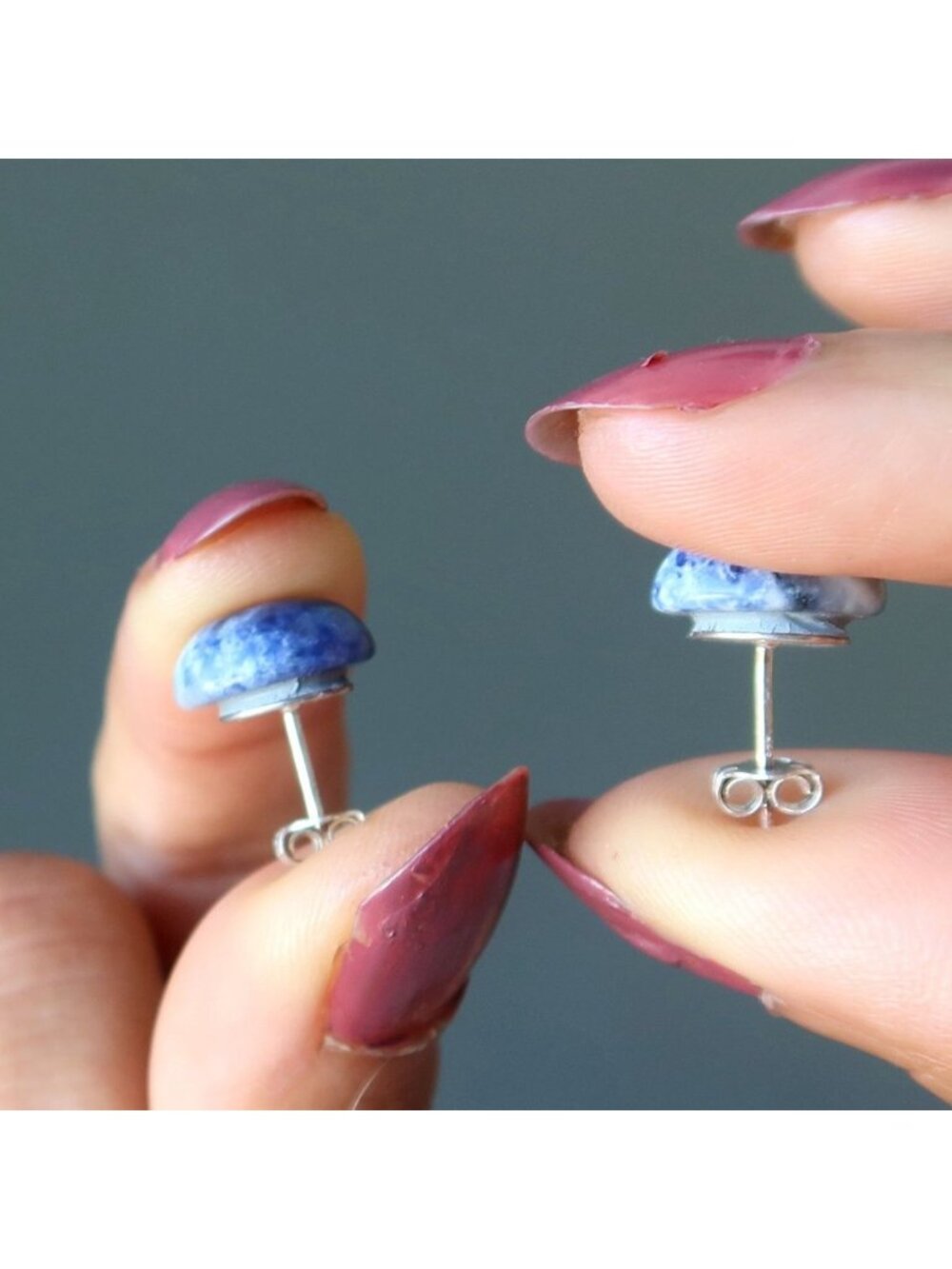 Sodalite Earrings Mindful Blue Studs Sterling Silver Astral Crystal Stone Gift